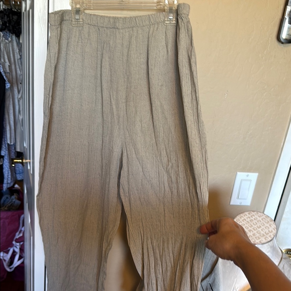 Vintage MAren Petite Women’s Tan Button Down Lightweight Top & Pant 16 petite - Picture 4 of 15